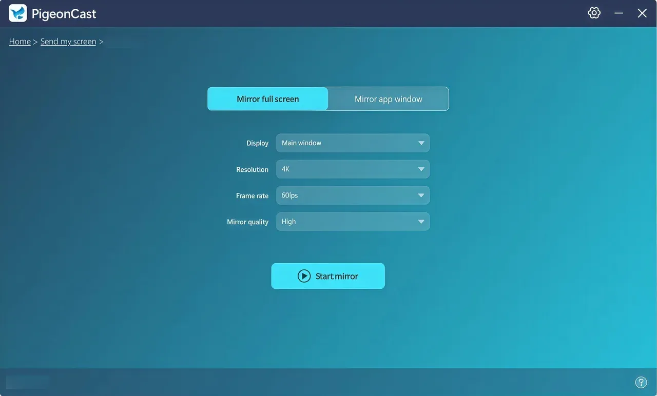 Mirror full screen and Mirror app window option