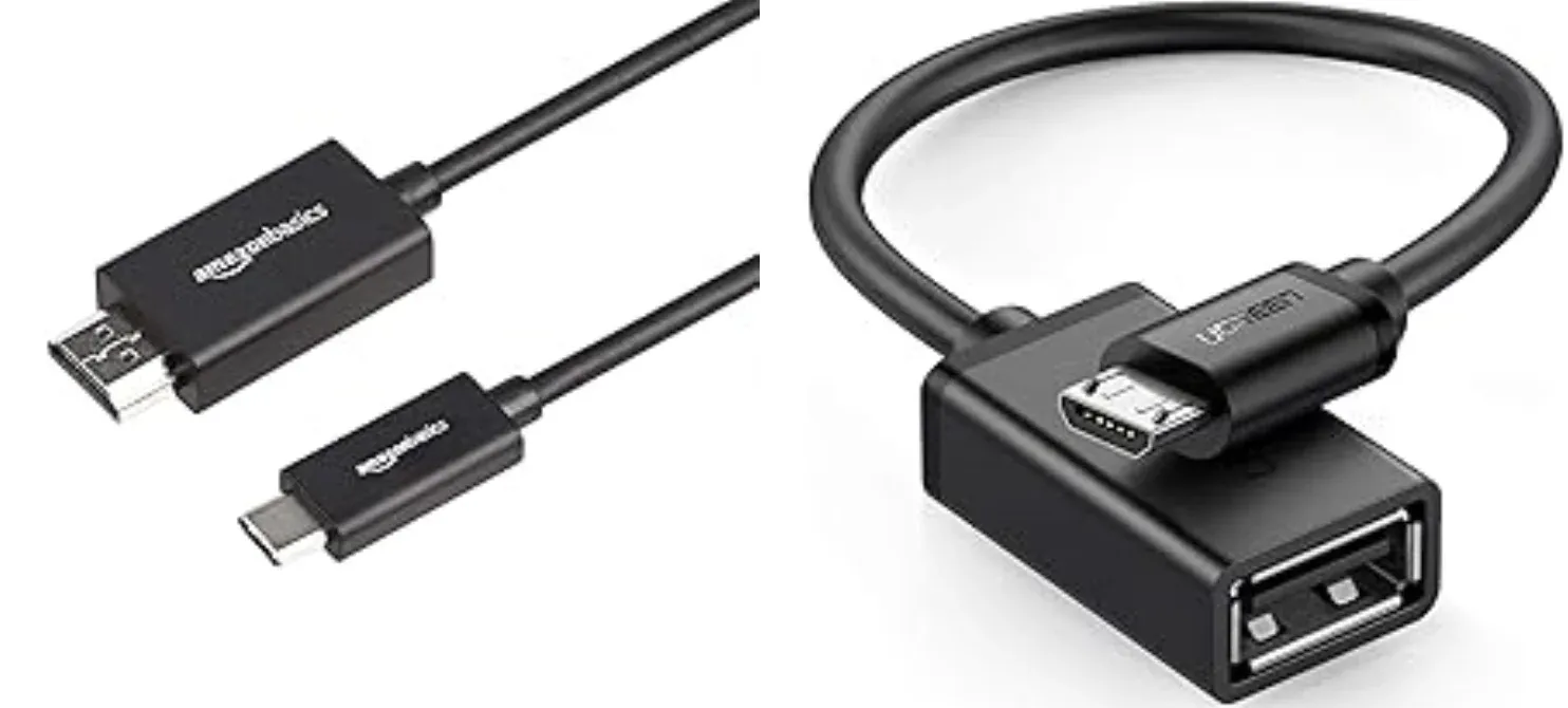 USB-C to HDMI adapter and a Micro-USB adapter