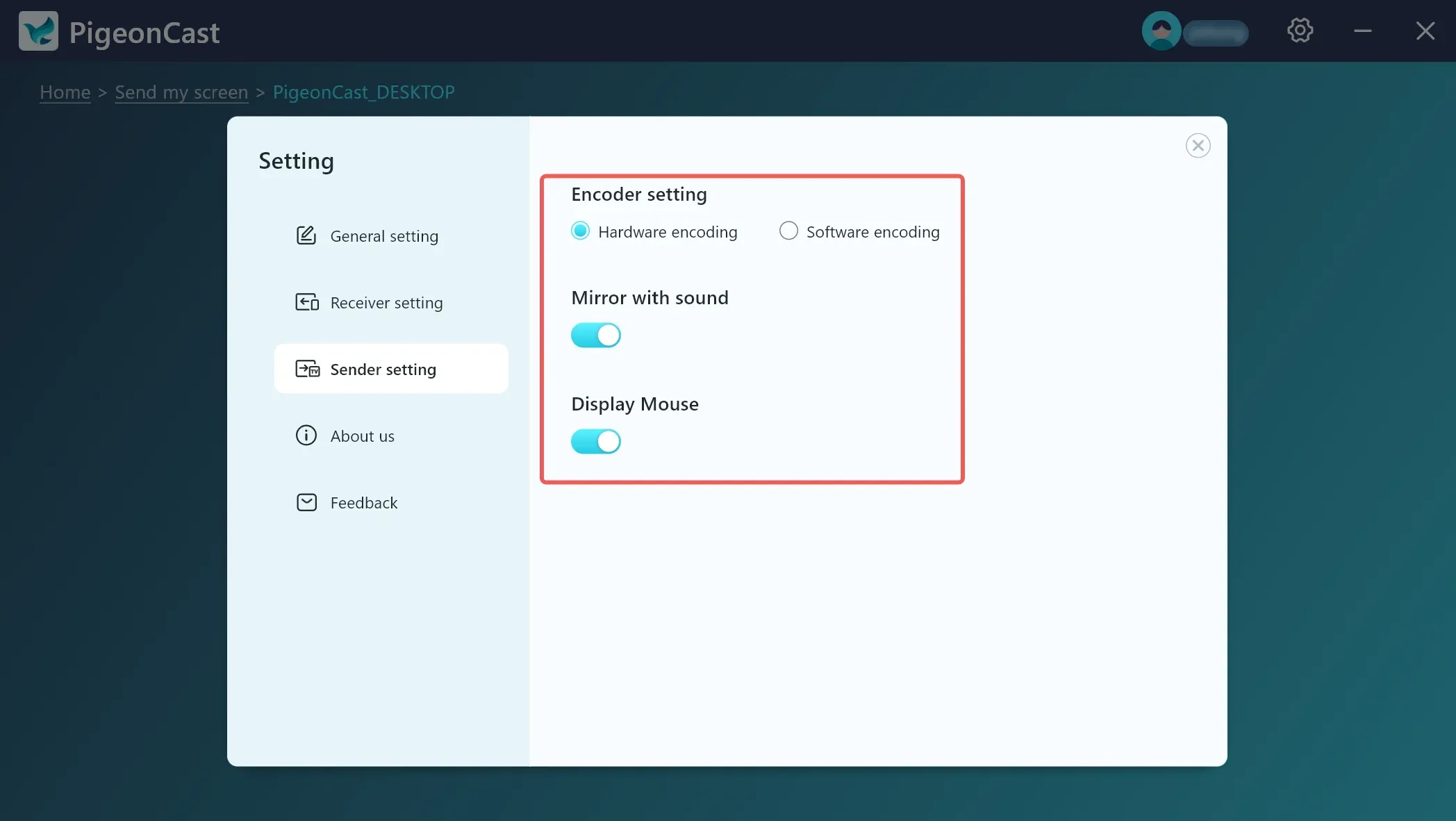Configuración para el remitente