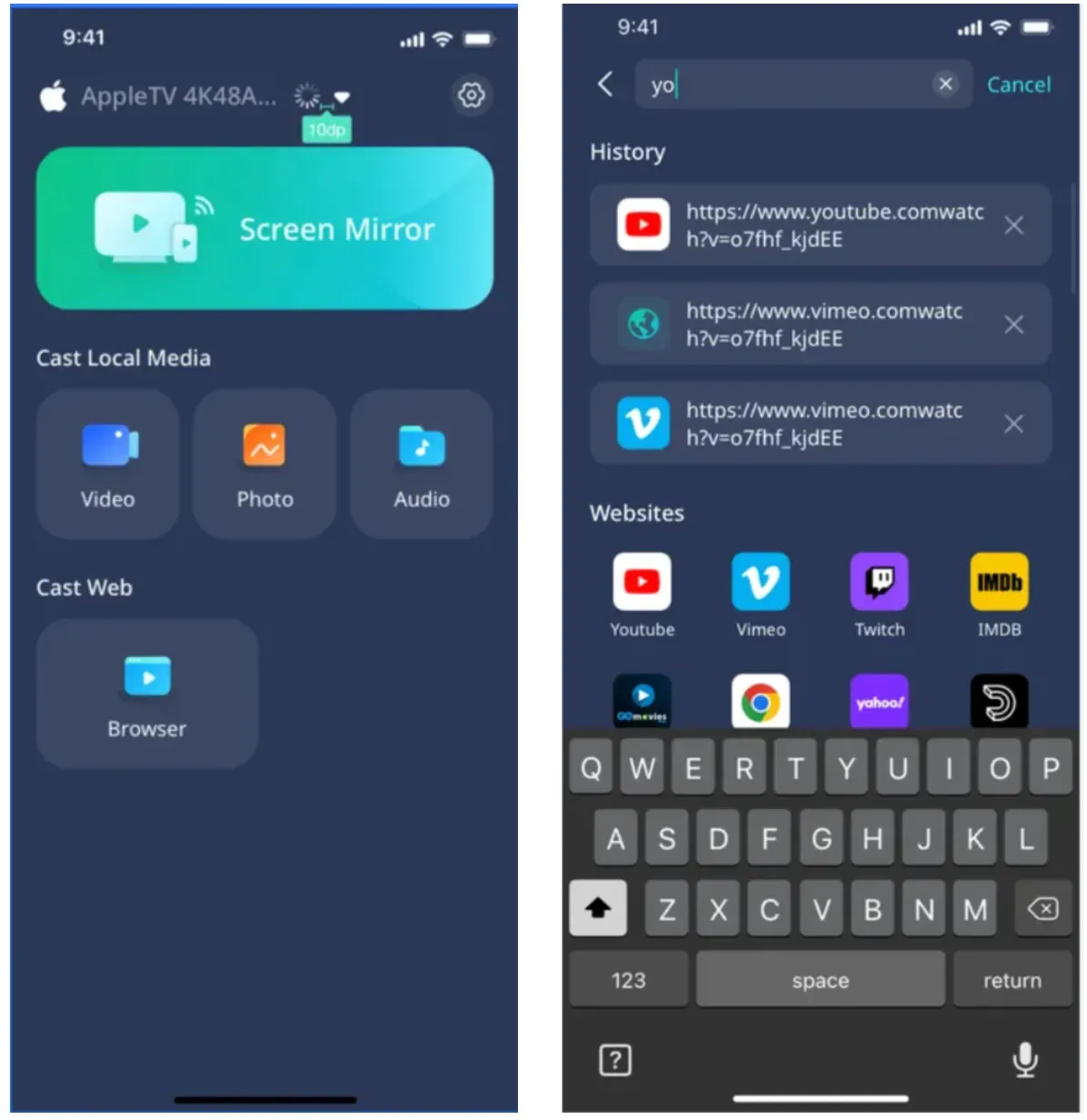 PigeonCast support browser casting
