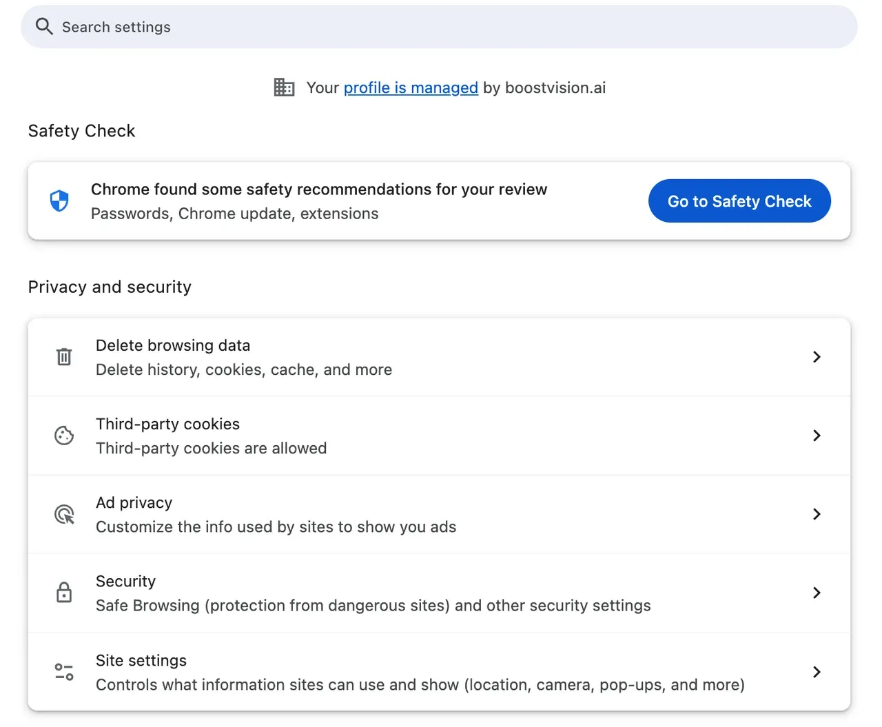 delete browsing data in Chrome browser