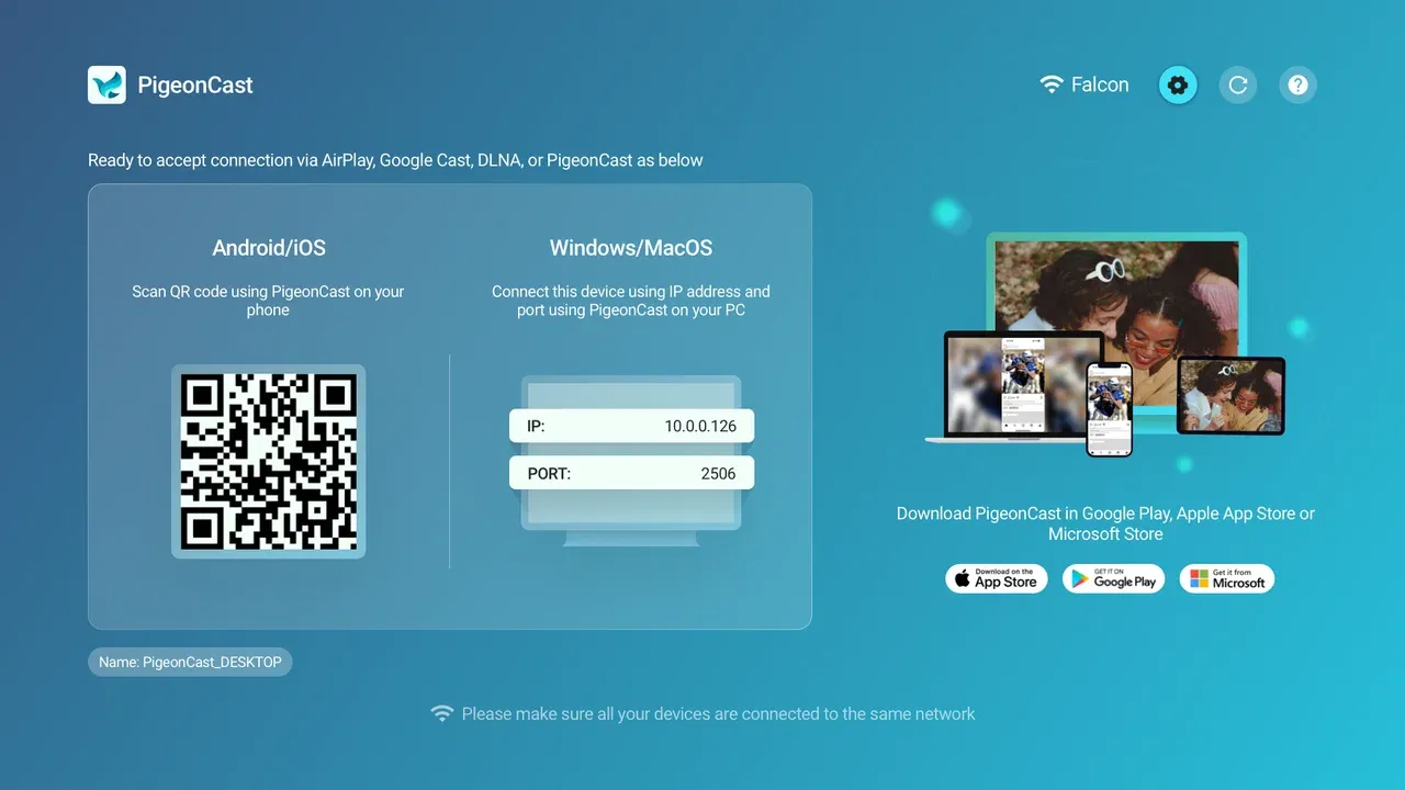 set up PigeonCast on TV