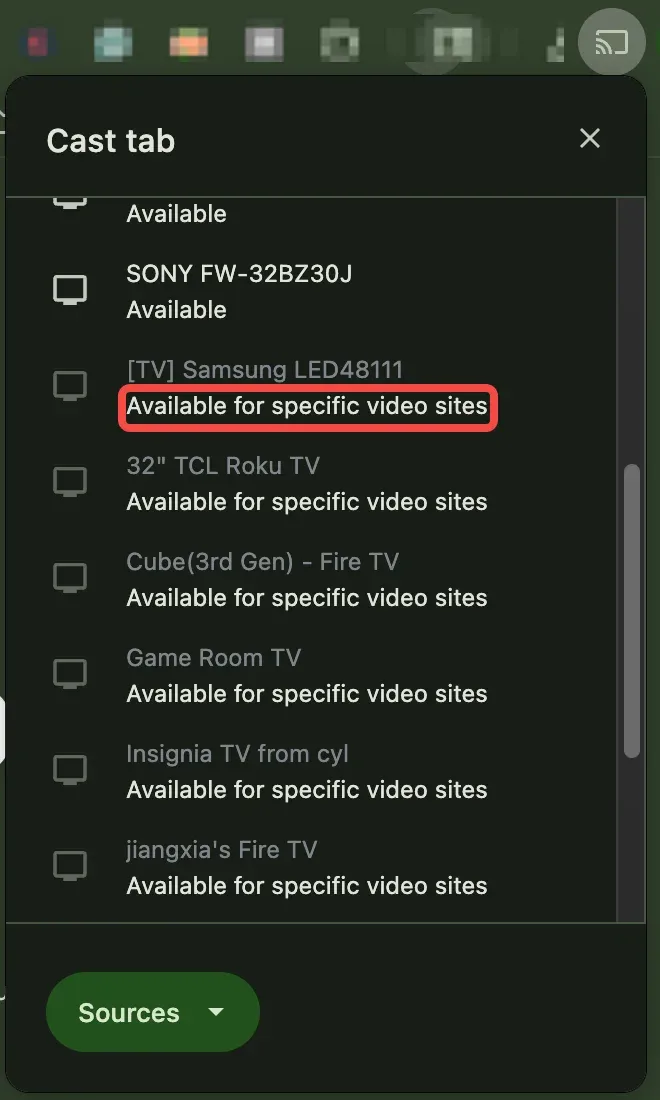 Available for Specific Video Sites