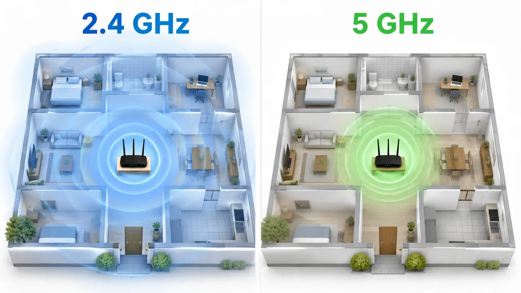 2.4 GHz network vs 5 GHz network