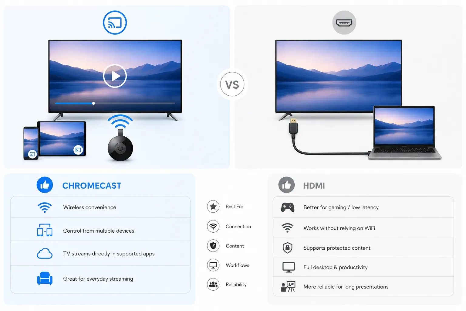 Chromecast vs HDMI screen mirroring