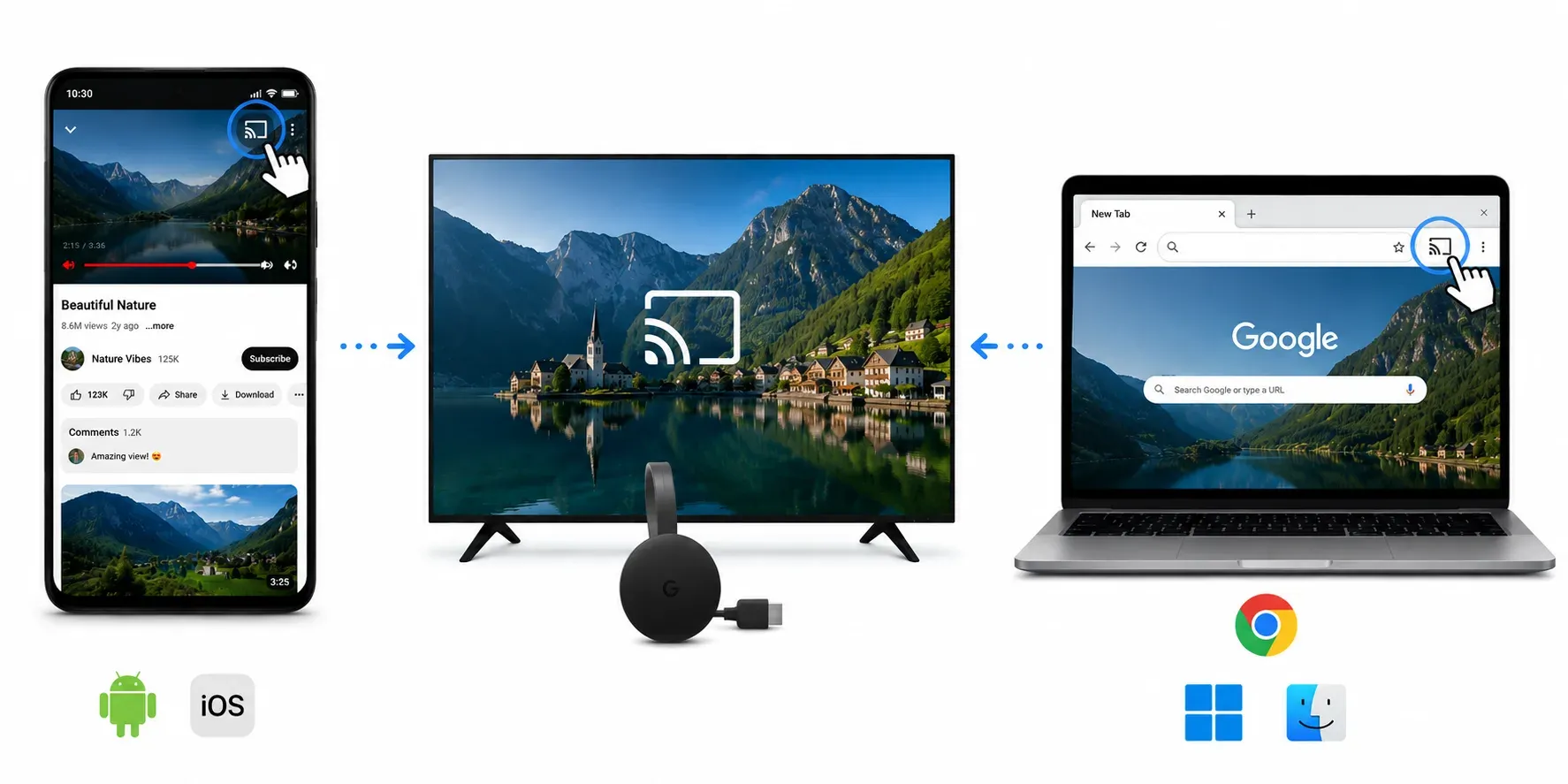 how to Chromecast from phone and laptop