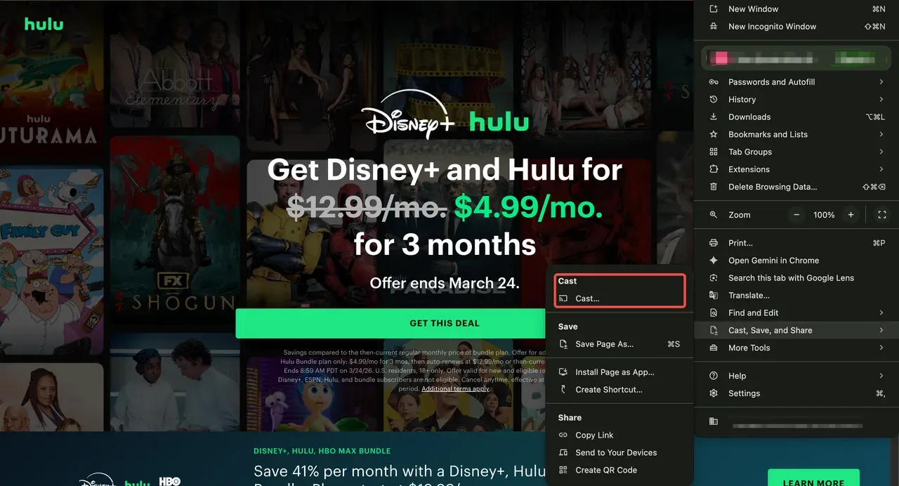 enable Cast option in Chrome