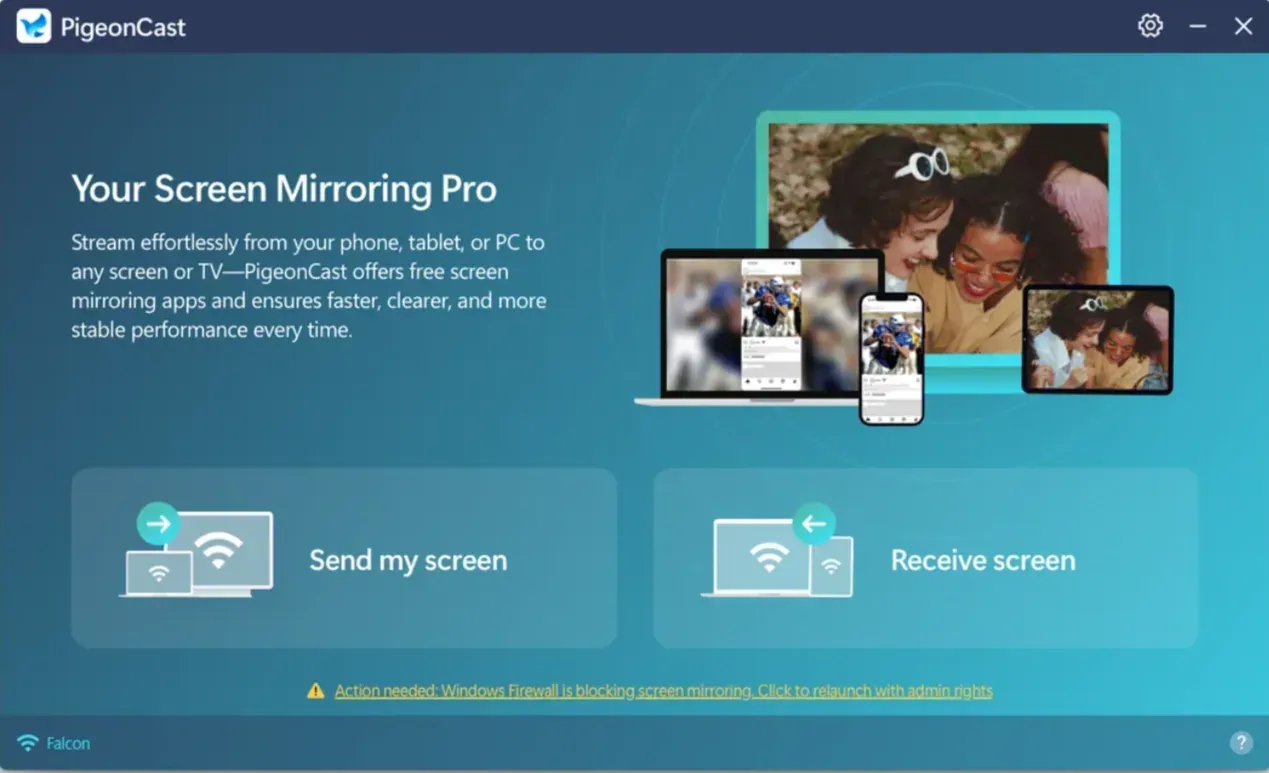 open PigeonCast app on Windows computer