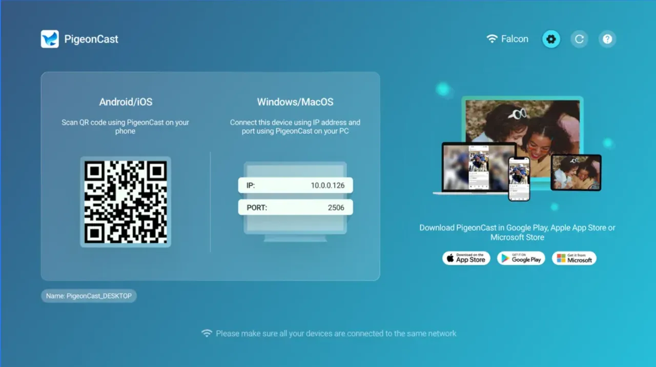 launch PigeonCast on TV