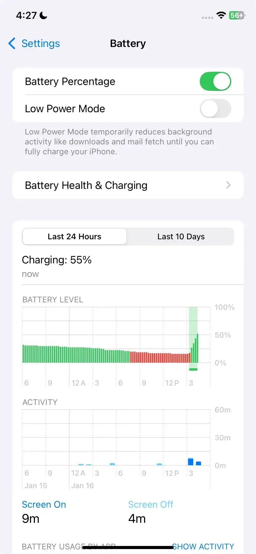 Specific app's battery usage