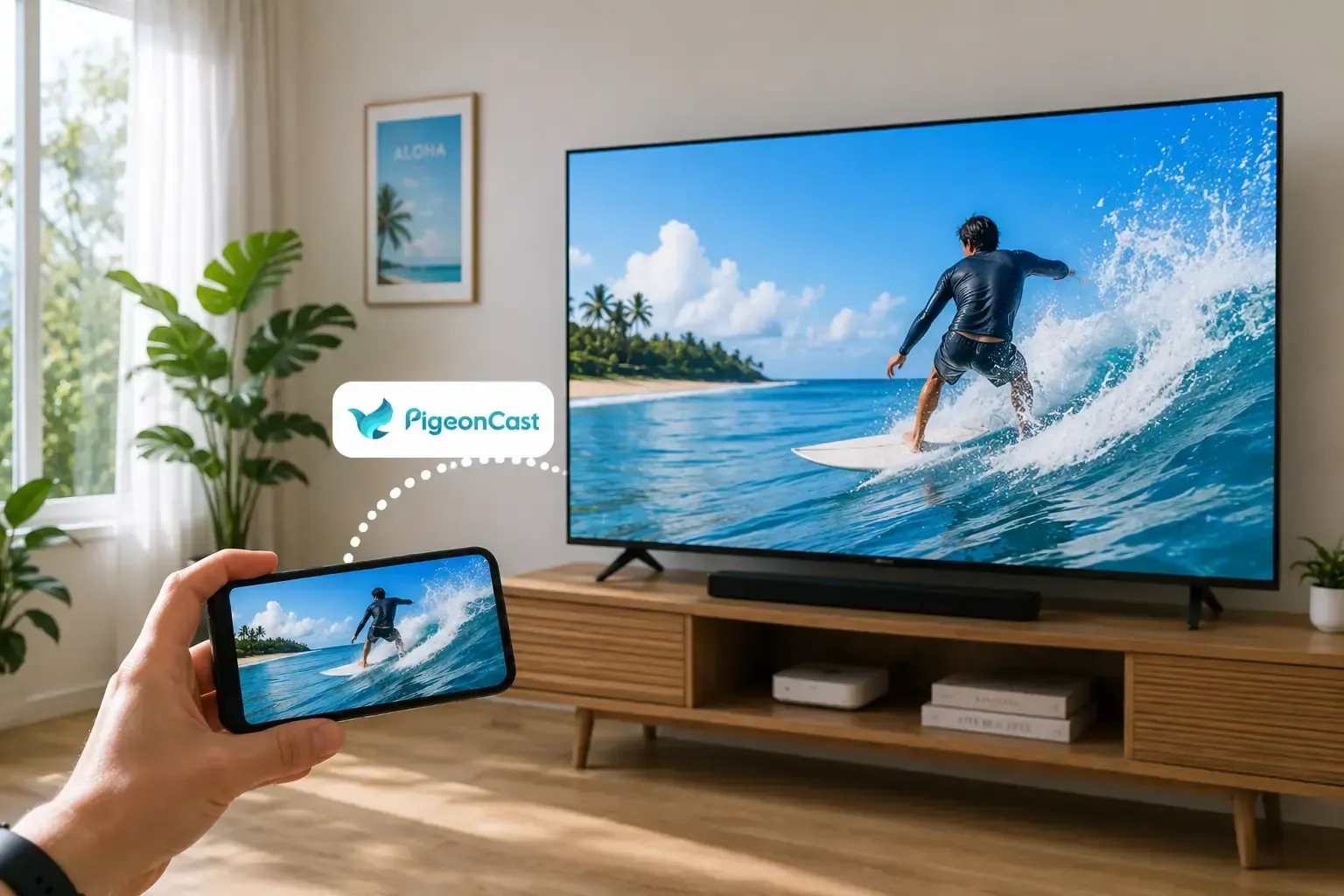 use PigeonCast to mirror your iPhone to TV