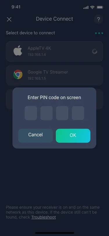 enter the PIN code