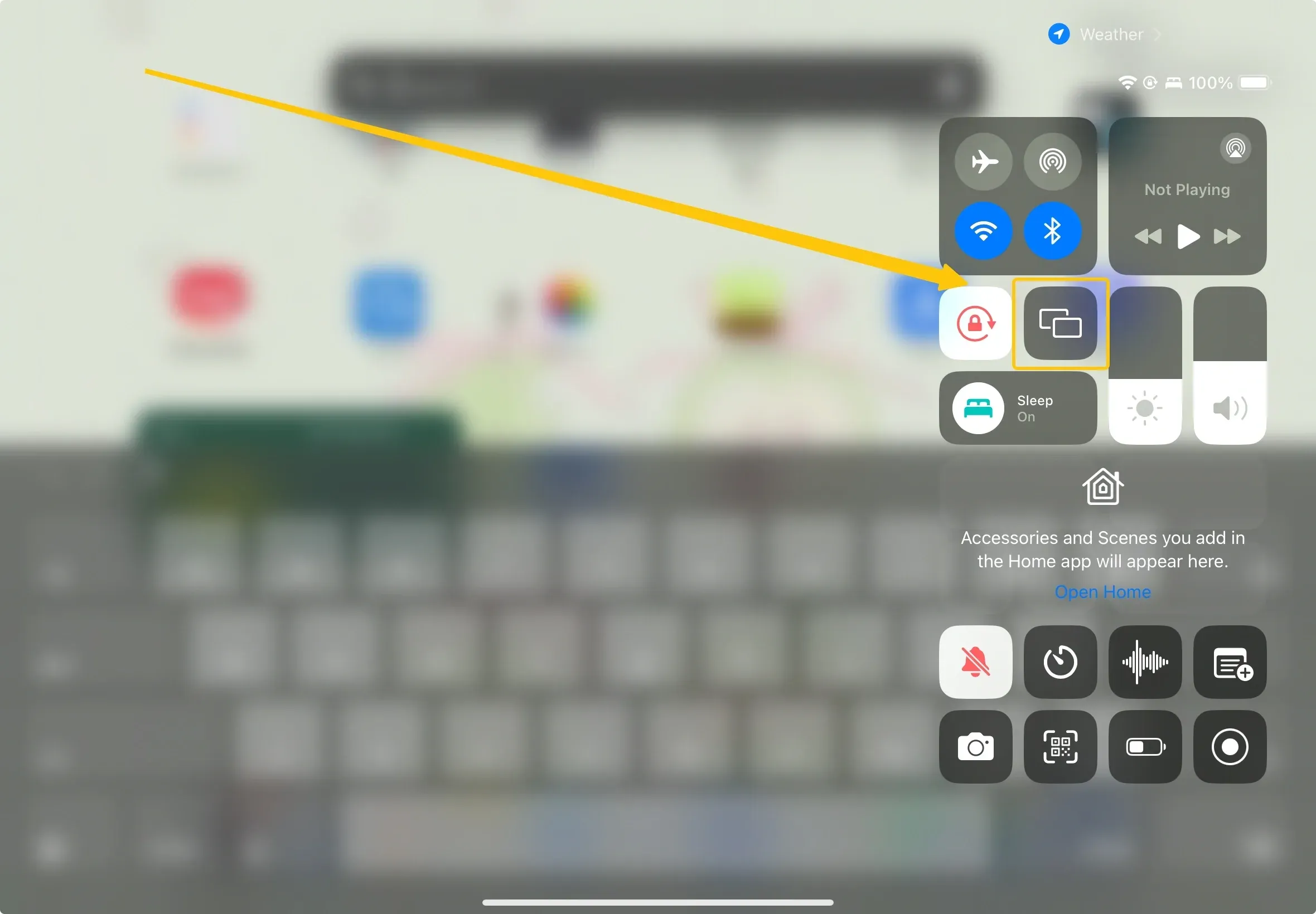 Screen Mirroring in iPad's Control Center