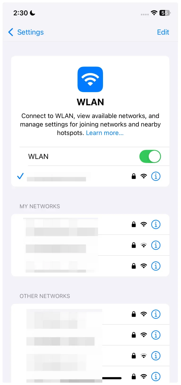 check phone's Wi-Fi connection