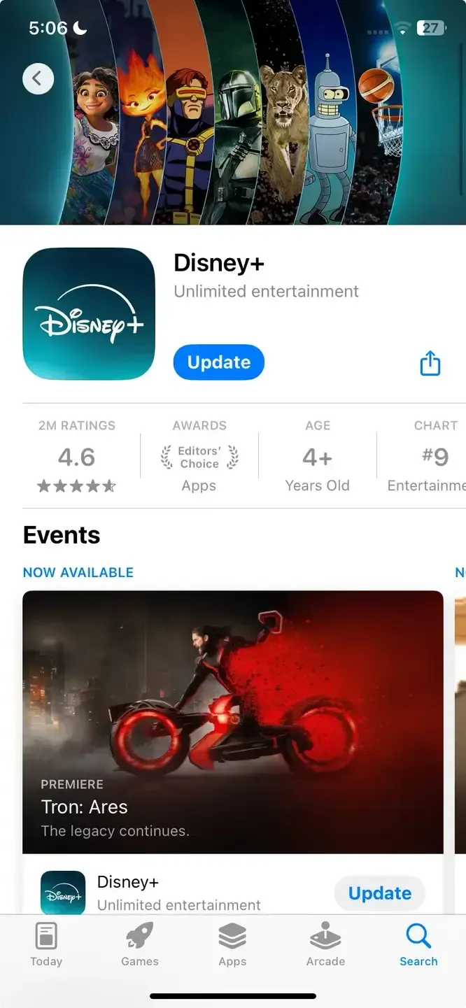 Disney + in the App Store