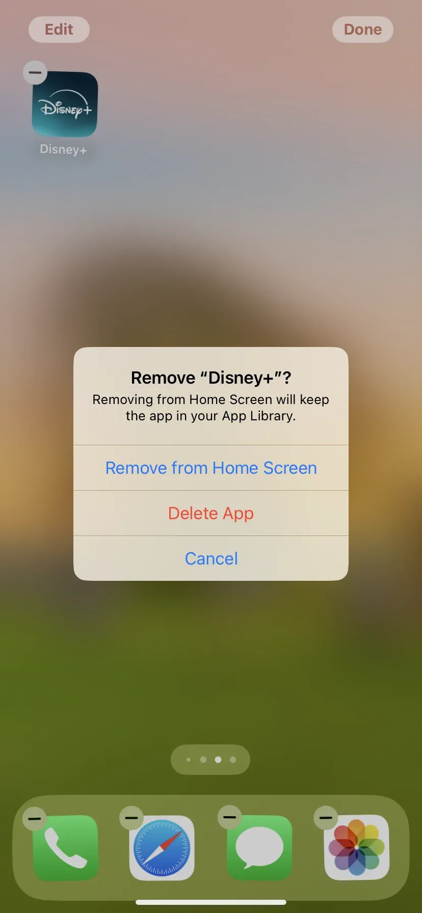 Delete Disney+ on iPhone