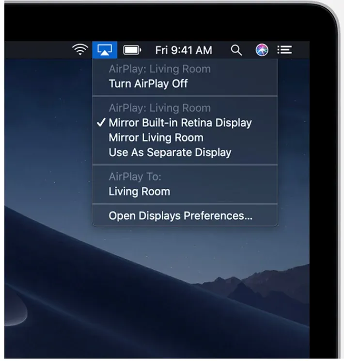 AirPlay button on old macOS versions