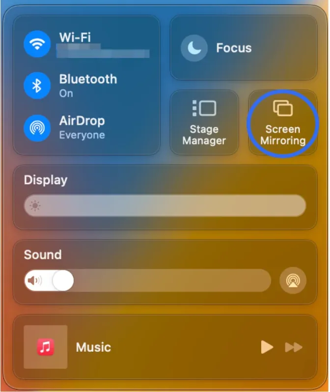 find Screen Mirroring on MacBook Air