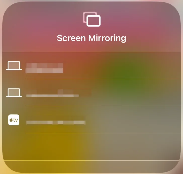 device list on iPhone