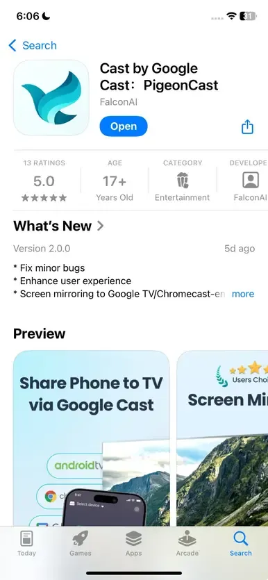 PigeonCast in the App Store