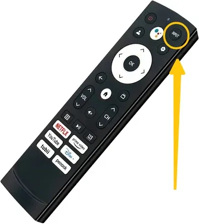 Input or Source button on the remote
