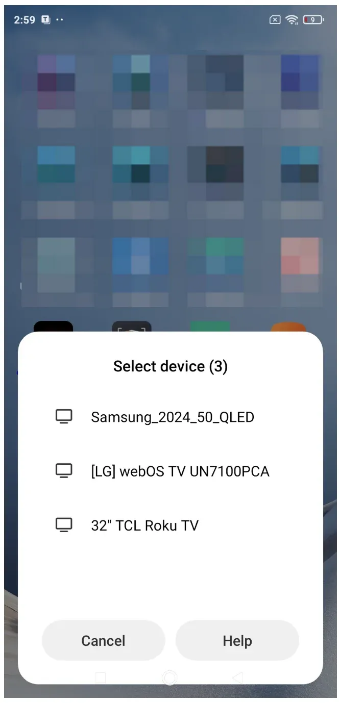 choose Roku TV on Android
