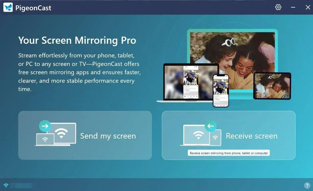 PigeonCast laptop ui