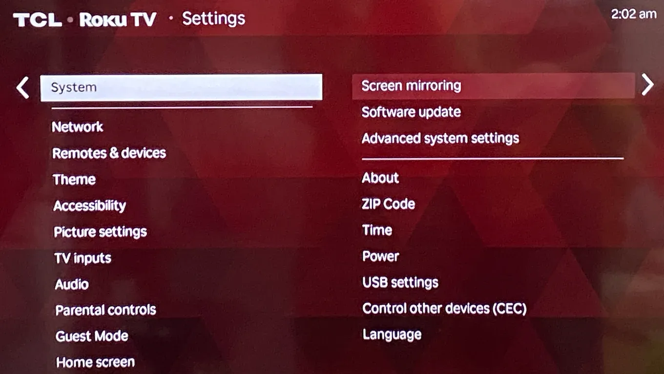 choose Screen mirroring