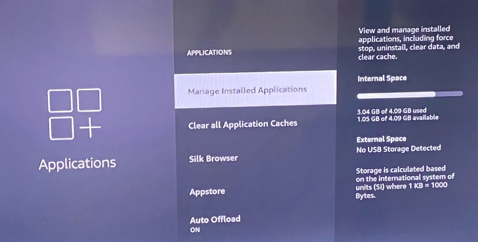 choose Manage Installed Applications