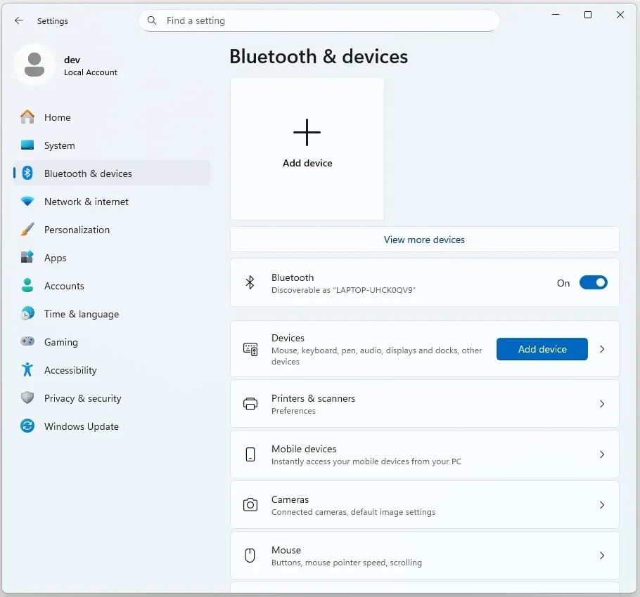 turn on Bluetooth on Windows 11