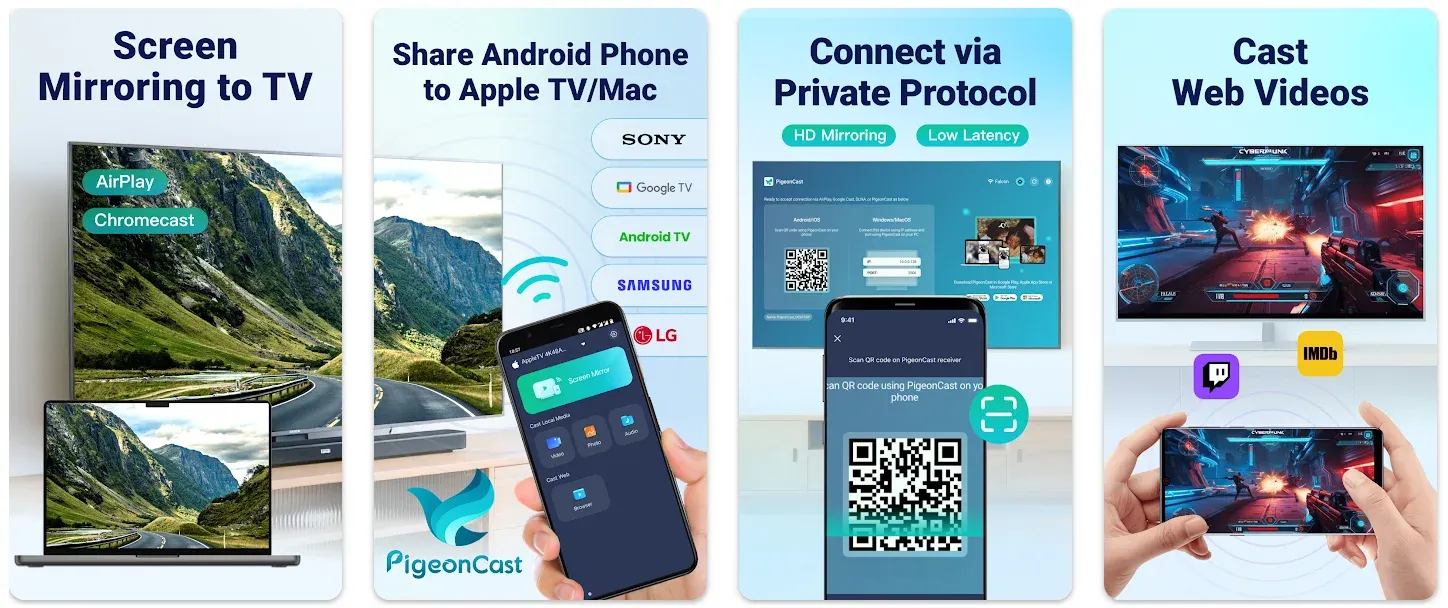 PigeonCast is a cross-platform screen mirroring solution