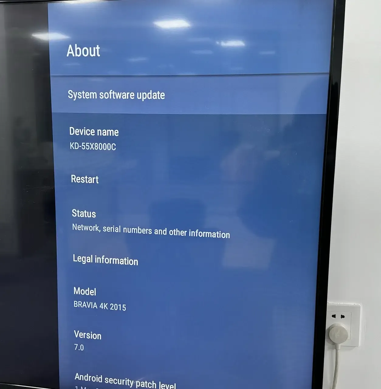 Software update option on TV