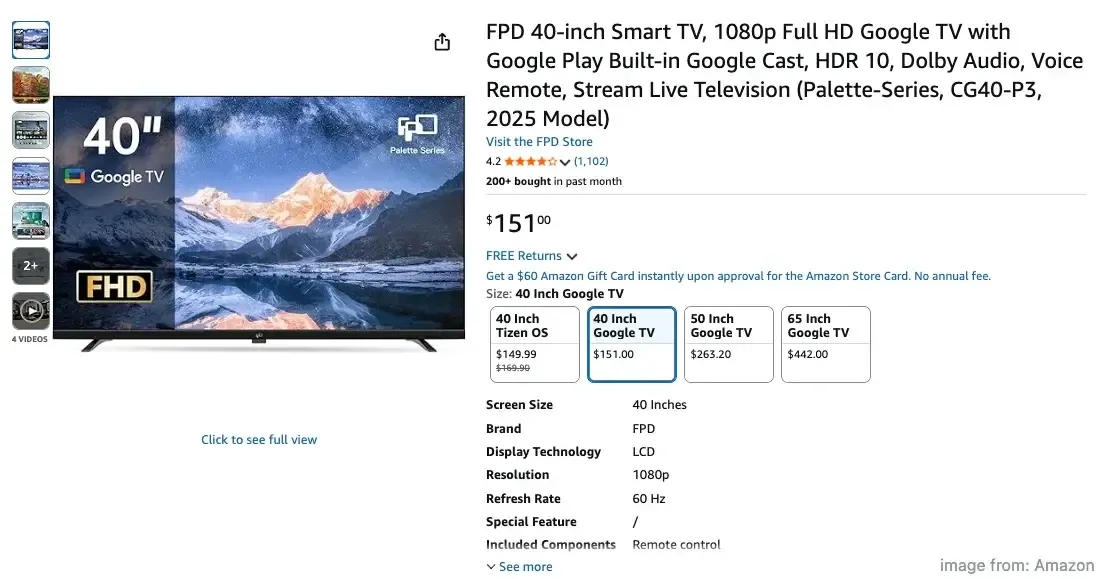 Google TV price in the online store