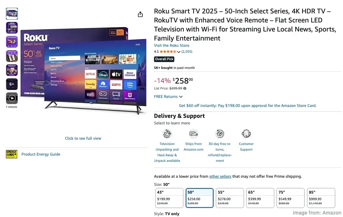 Roku price in the online store