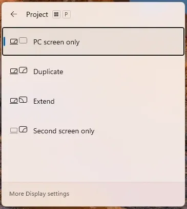 Windows Project menu