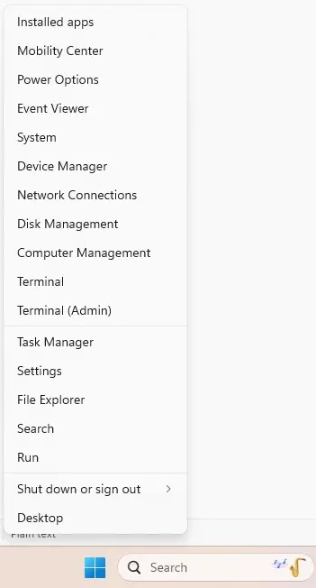 Start menu