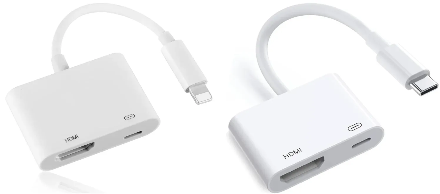 Lightning to HDMI adapter and USB-C to HDMI adapter