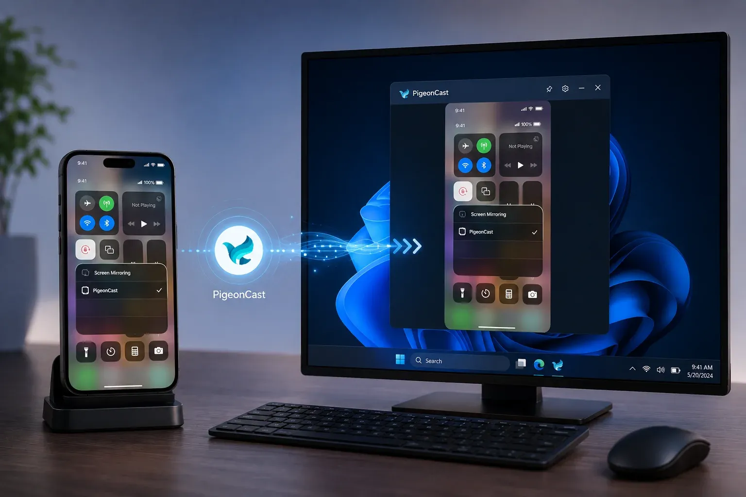 mirror iPhone to Windows PC via PigeonCast