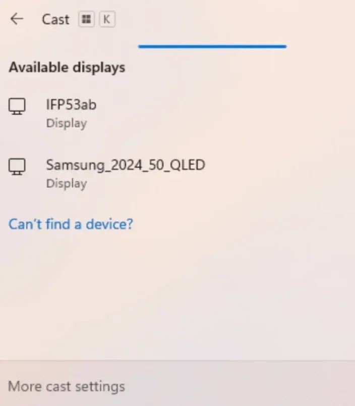 launch Cast menu on Windows PC