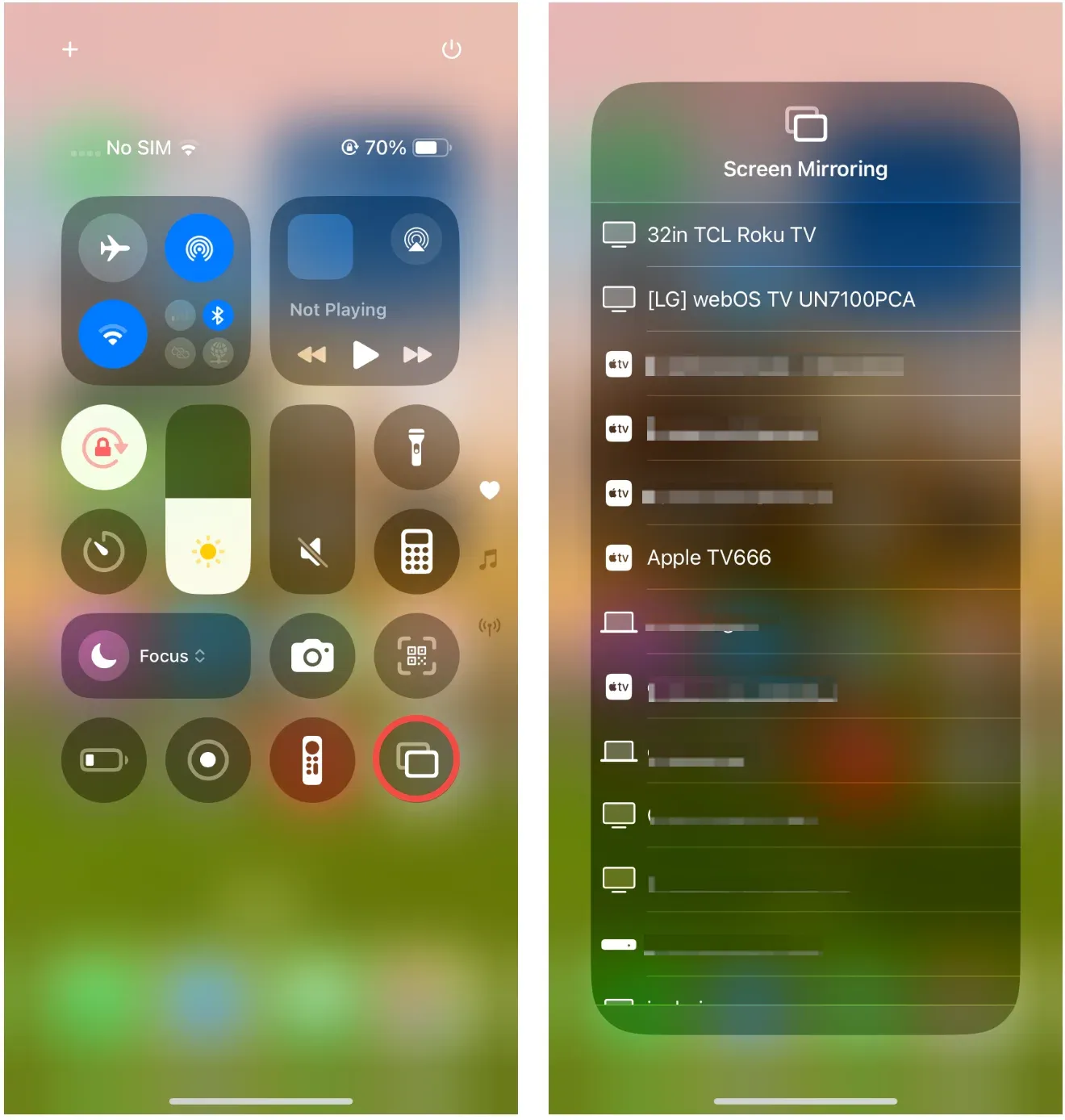 enable Screen Mirroring on iPhone