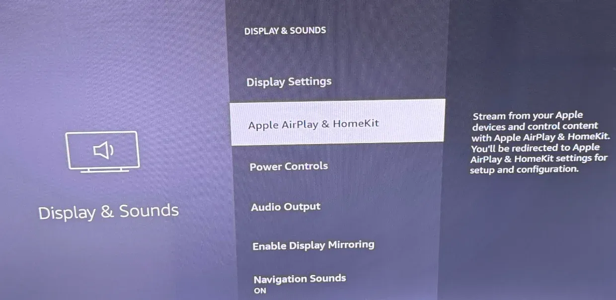 find AirPlay-related option