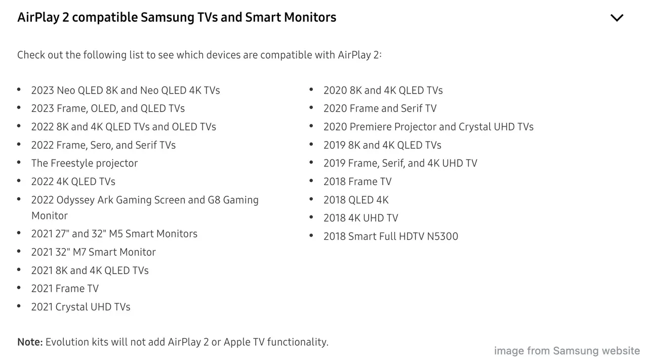 Samsung TV with AirPlay support