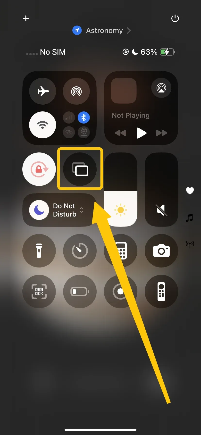 Screen Mirroring in the Control Center