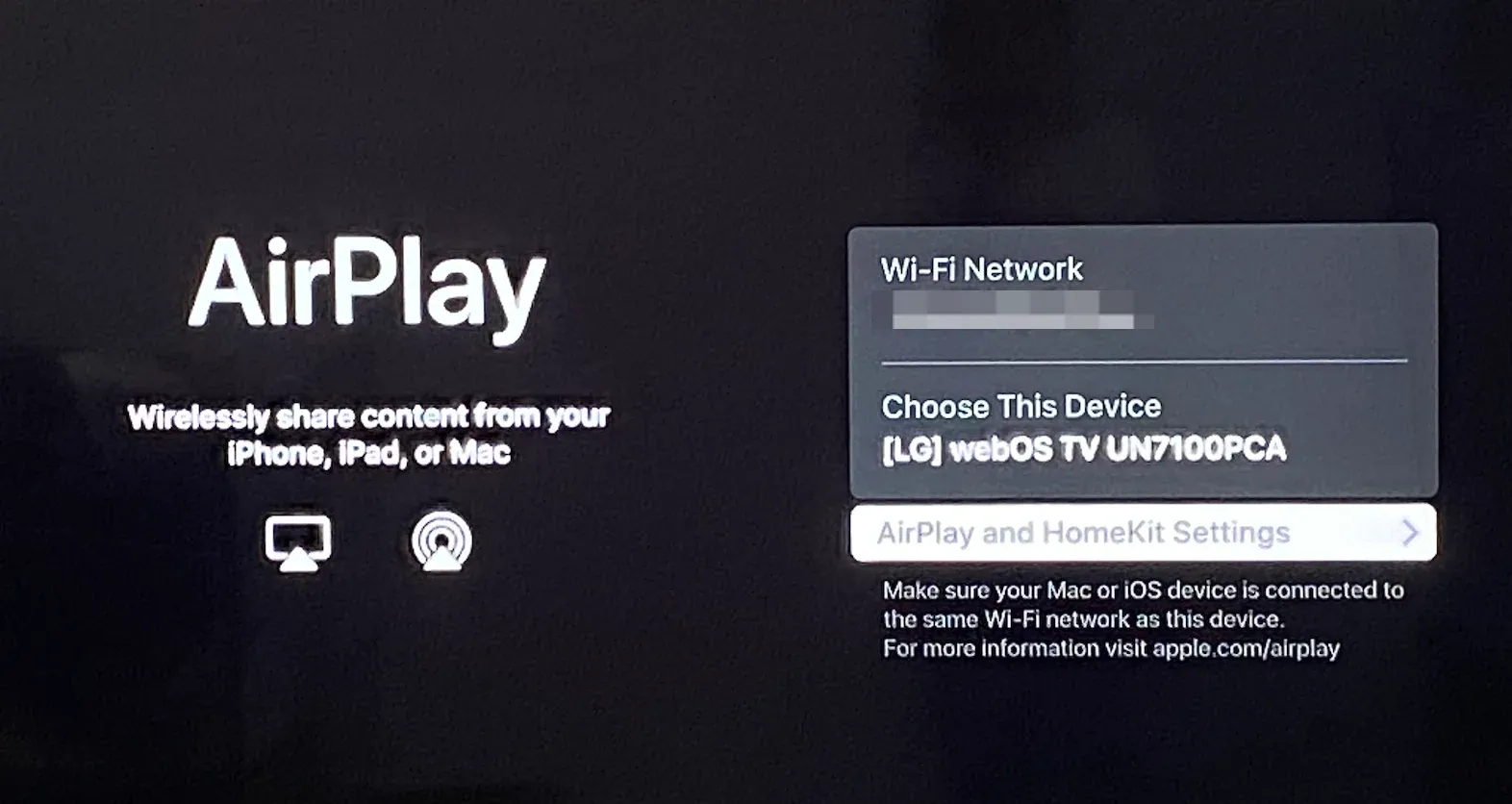 AirPlay support on smart television