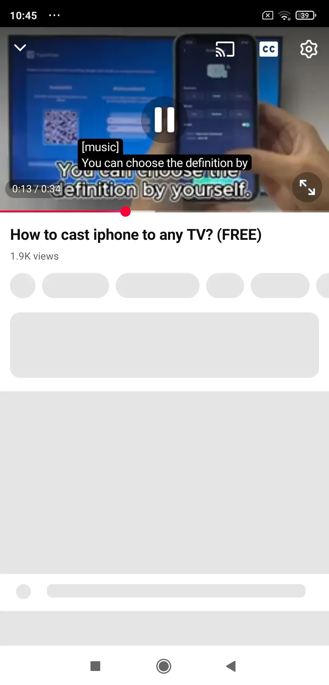 find the Cast icon in YouTube app