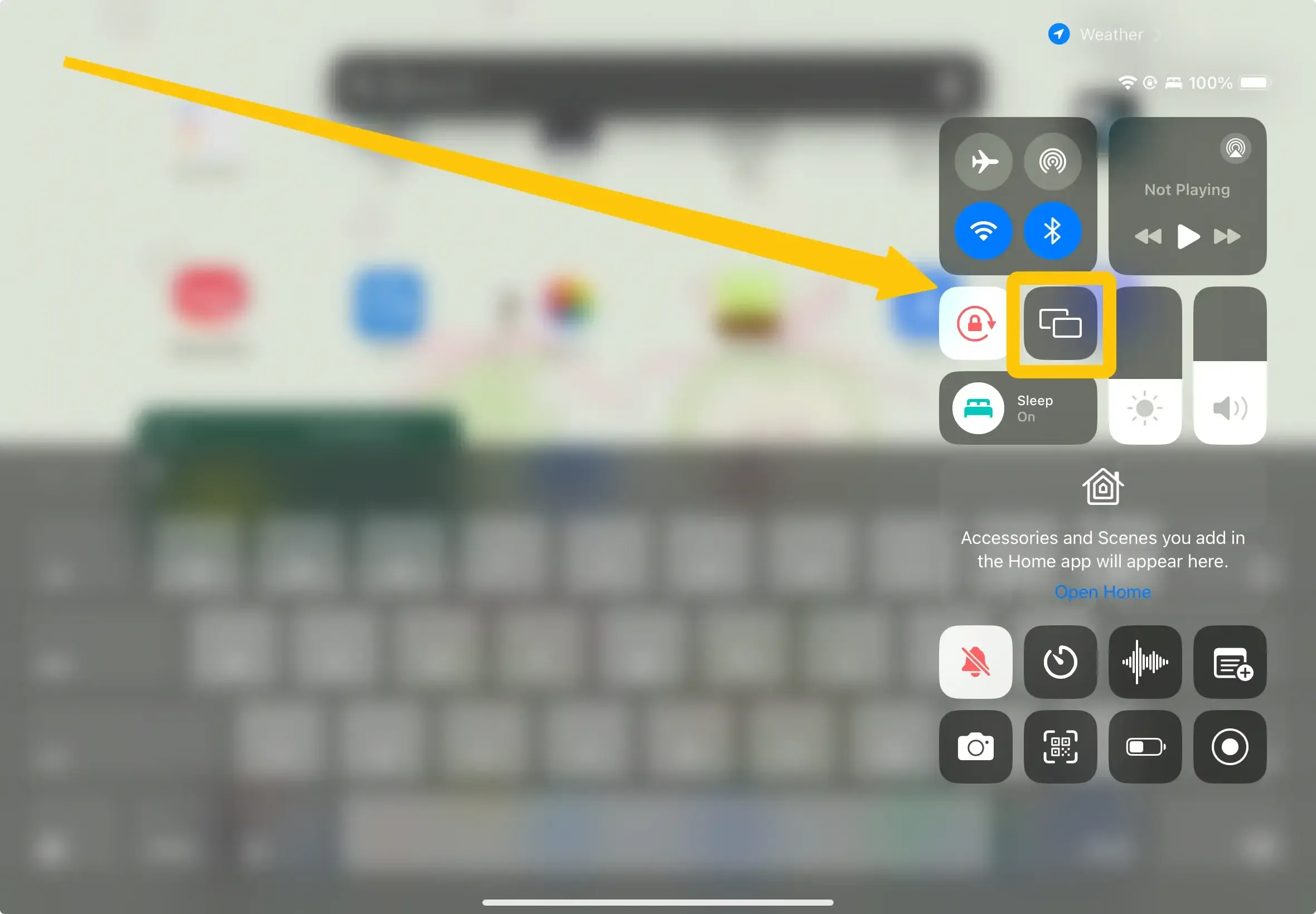 Screen Mirroring in iPad's Control Center
