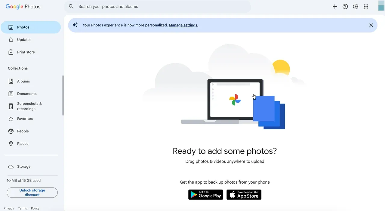 open Google Photos on laptop