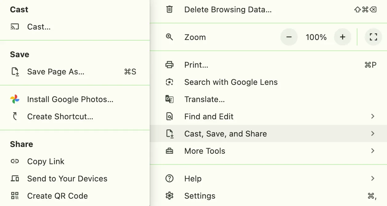 choose Cast option on Google Chrome