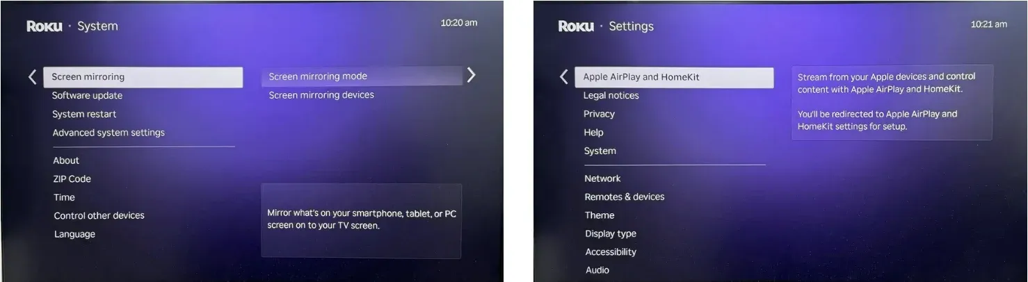 Screen Mirroring, Apple AirPlay and HomeKit on Roku