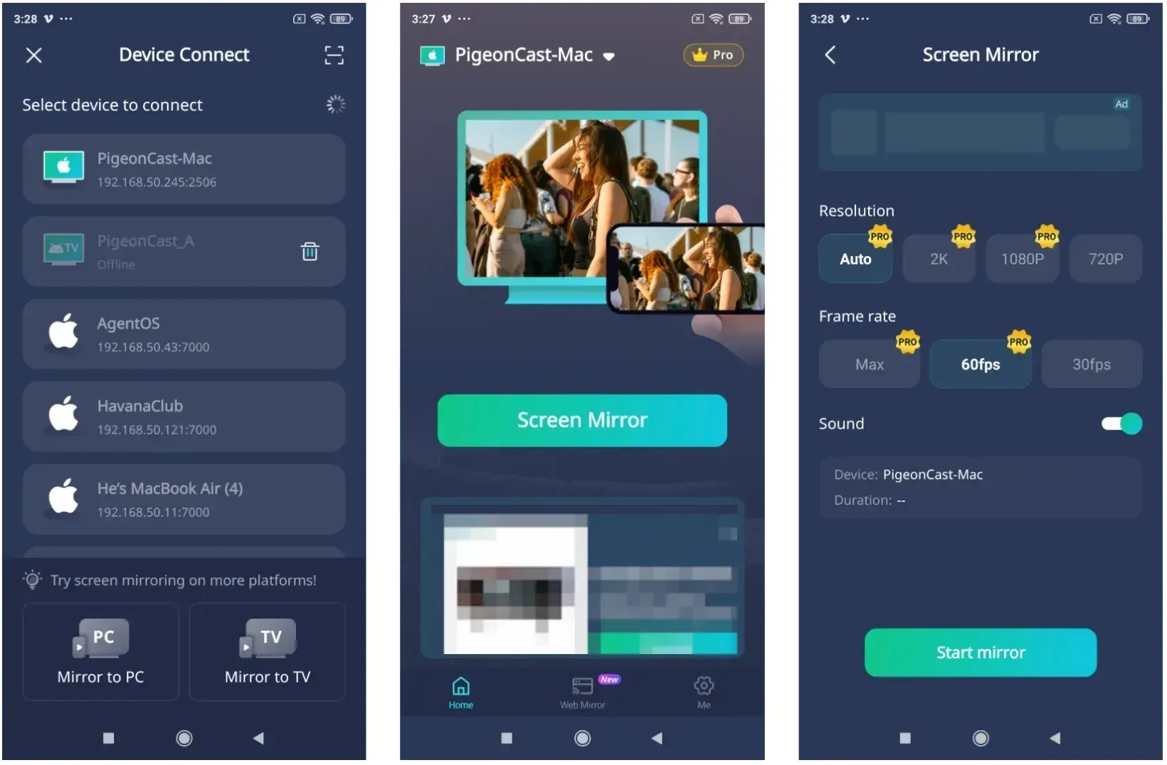 how to use PigeonCast on phone